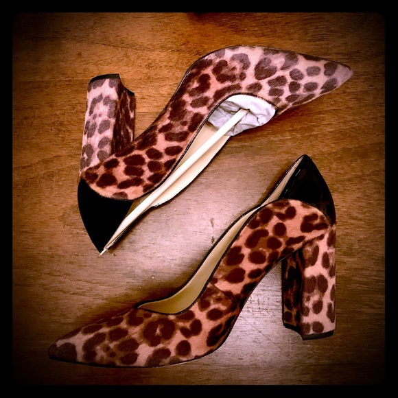 leopard patent heels